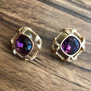 80’s Gold with Purple Stone Earrings